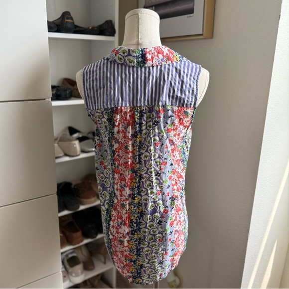 Anthropologie Maeve Colorful Whimsical Pintucked Sleeveless Blouse Size Small - Picture 8 of 11